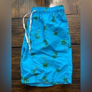 Old Navy Men’s Turquoise Blue Palm Tree Swim Trunks (S)